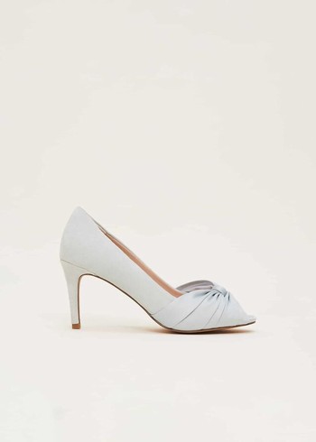 Phase Eight Satin Twist Peeptoe Heels Silver Canada | WIMSGE-765